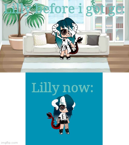 :| | Lilly before i got gc:; Lilly now: | made w/ Imgflip meme maker