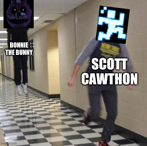 floating boy chasing running boy | BONNIE THE BUNNY; SCOTT CAWTHON | image tagged in floating boy chasing running boy | made w/ Imgflip meme maker
