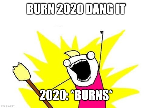 AUGGGGGJHHHHHHEGGCJJSVJJ | BURN 2020 DANG IT; 2020: *BURNS* | image tagged in memes,x all the y | made w/ Imgflip meme maker