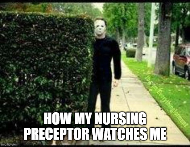 Jason | HOW MY NURSING PRECEPTOR WATCHES ME | image tagged in jason | made w/ Imgflip meme maker