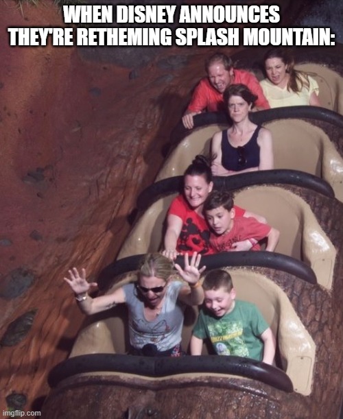 a n g e r y | WHEN DISNEY ANNOUNCES THEY'RE RETHEMING SPLASH MOUNTAIN: | image tagged in angry splash mountain lady,disneyland,magic kingdom,splash mountain | made w/ Imgflip meme maker