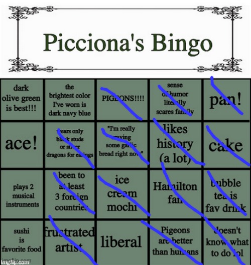 Picciona's Bingo | image tagged in picciona's bingo | made w/ Imgflip meme maker