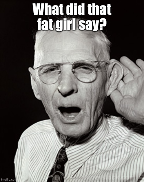 Deaf man says... | What did that fat girl say? | image tagged in deaf man says | made w/ Imgflip meme maker