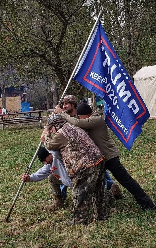 Trump flag Iwo Jima Blank Meme Template