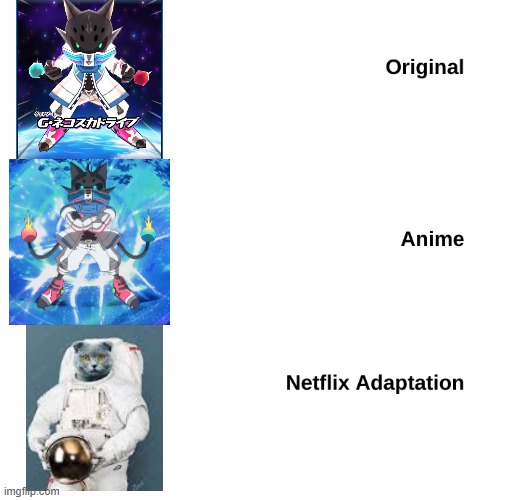 Netflix adaptation | image tagged in netflix adaptation template,yokai watch,anime,funny memes | made w/ Imgflip meme maker