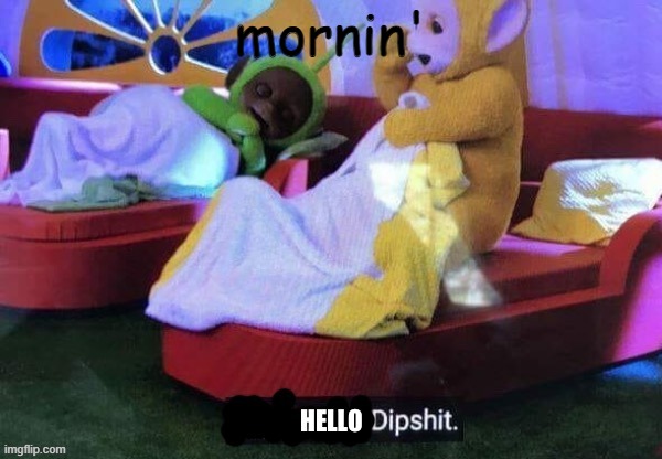 Morning | mornin' | image tagged in hello dipshit,good morning | made w/ Imgflip meme maker