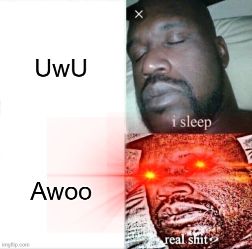 Sleeping Shaq | UwU; Awoo | image tagged in memes,sleeping shaq | made w/ Imgflip meme maker