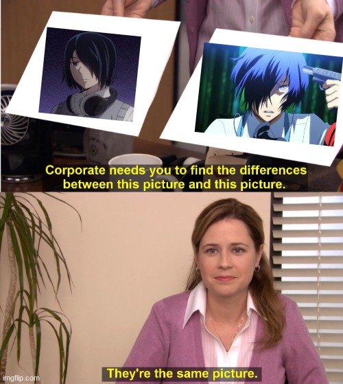 I mean their both emo and depress | image tagged in memes,they're the same picture,persona 3,anime | made w/ Imgflip meme maker