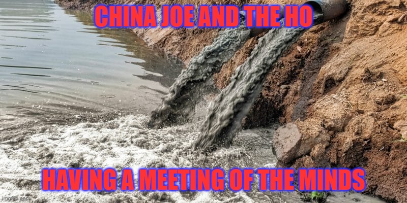 discussion at the oval office | CHINA JOE AND THE HO; HAVING A MEETING OF THE MINDS | image tagged in sewer | made w/ Imgflip meme maker
