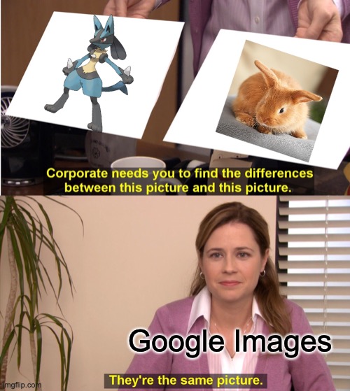Lucario isn't even based on a rabbit | Google Images | image tagged in memes,they're the same picture | made w/ Imgflip meme maker