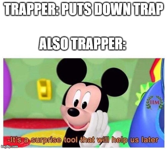 yes i do be true doe | TRAPPER: PUTS DOWN TRAP; ALSO TRAPPER: | image tagged in it's a surprise tool that will help us later | made w/ Imgflip meme maker
