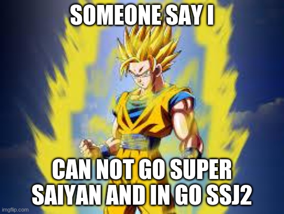 Dragon ball z | SOMEONE SAY I; CAN NOT GO SUPER SAIYAN AND IN GO SSJ2 | image tagged in dragon ball z | made w/ Imgflip meme maker
