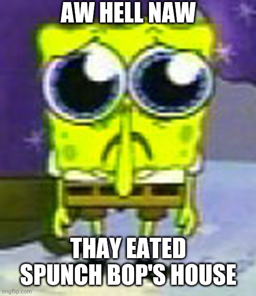 AW HELL NAW THAY EATED SPUNCH BOP'S HOUSE | made w/ Imgflip meme maker