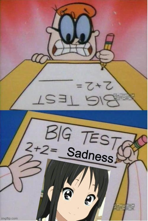 Sad | Sadness | image tagged in how i react under pressure,mio k-on,k-on,dexters lab,memes | made w/ Imgflip meme maker