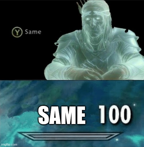 SAME | image tagged in y same better,skyrim skill meme | made w/ Imgflip meme maker