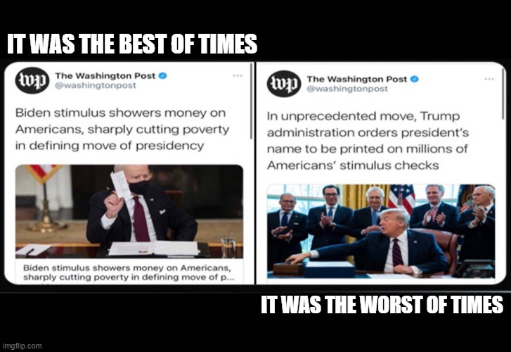 Spot the Difference - Credit @drewholden360 | IT WAS THE BEST OF TIMES; IT WAS THE WORST OF TIMES | image tagged in mainstream media | made w/ Imgflip meme maker