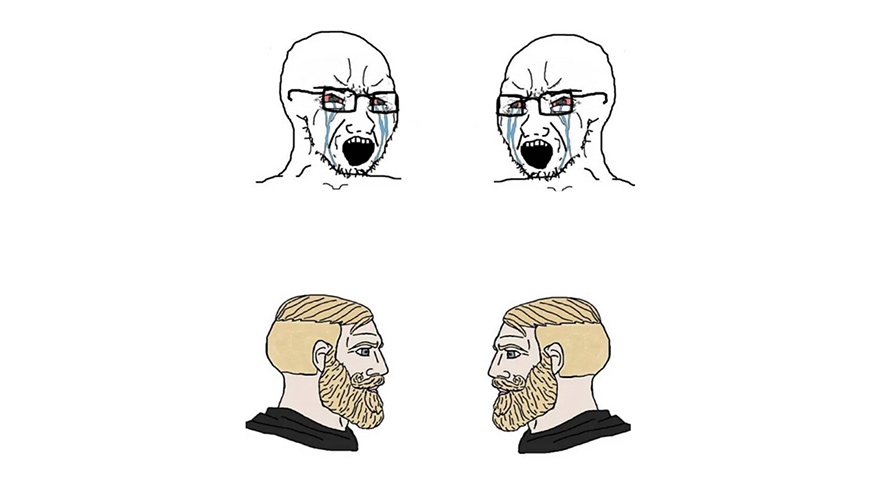 High Quality Crying soyboys vs Chads Blank Meme Template