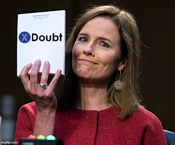 X Doubt Amy Coney Barrett | image tagged in x doubt amy coney barrett | made w/ Imgflip meme maker