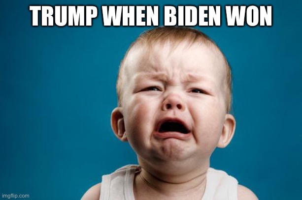 BABY CRYING | TRUMP WHEN BIDEN WON | image tagged in baby crying | made w/ Imgflip meme maker