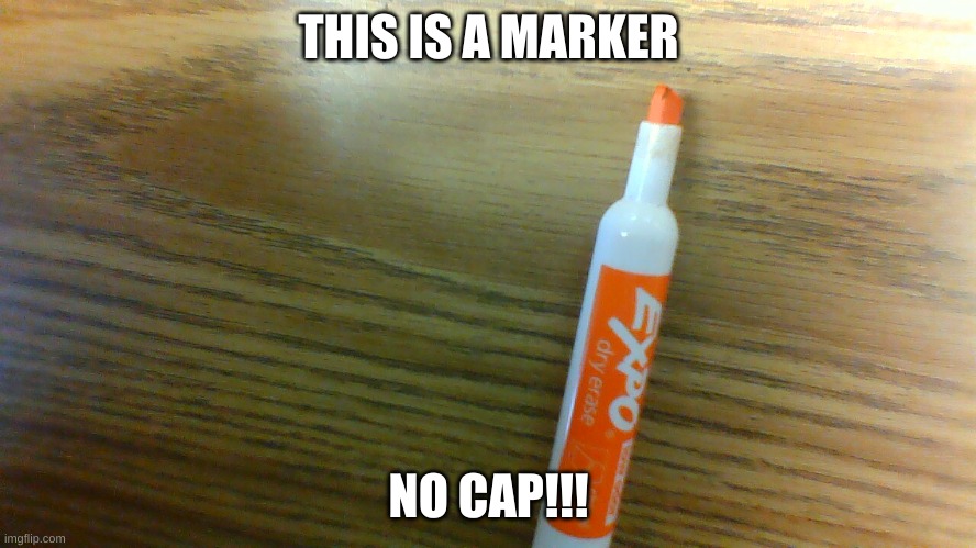  THIS IS A MARKER; NO CAP!!! | image tagged in fun | made w/ Imgflip meme maker