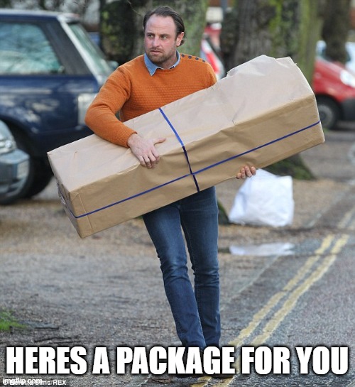 Package | HERES A PACKAGE FOR YOU | image tagged in package | made w/ Imgflip meme maker