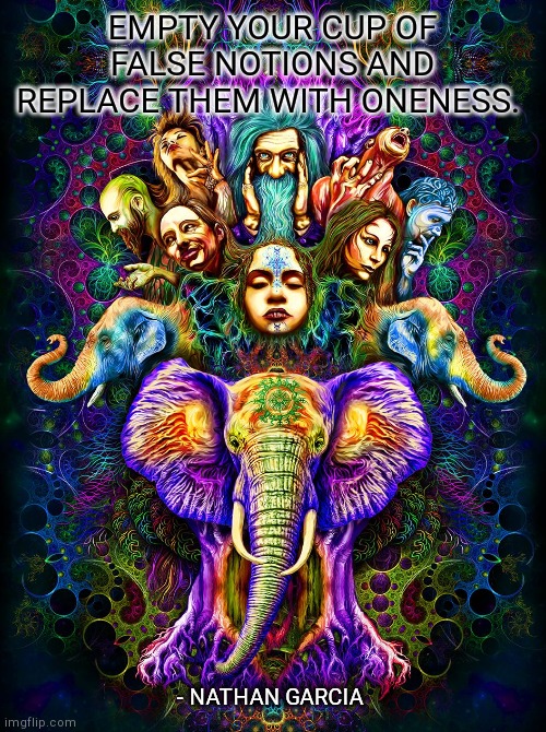 EMPTY YOUR CUP OF FALSE NOTIONS AND REPLACE THEM WITH ONENESS. - NATHAN GARCIA | made w/ Imgflip meme maker