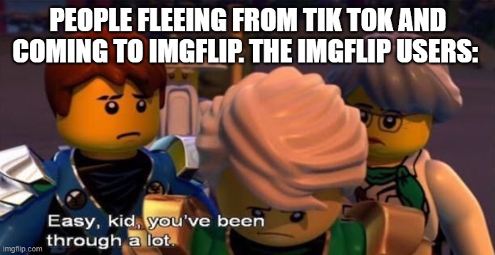 you've been through a lot | PEOPLE FLEEING FROM TIK TOK AND COMING TO IMGFLIP. THE IMGFLIP USERS: | image tagged in you've been through a lot | made w/ Imgflip meme maker