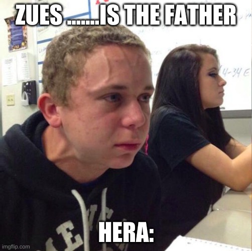 angery boi |  ZUES .......IS THE FATHER; HERA: | image tagged in angery boi | made w/ Imgflip meme maker
