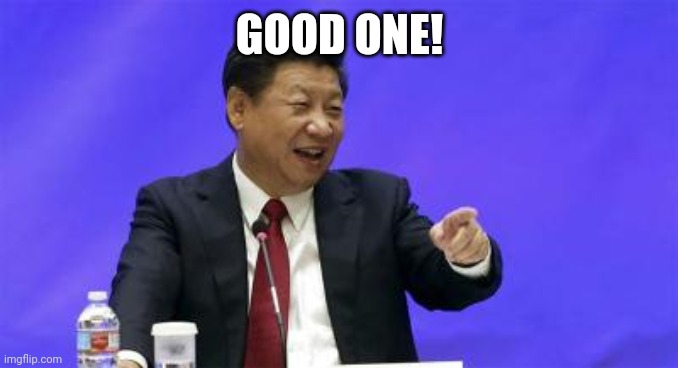 Xi Jinping Laughing | GOOD ONE! | image tagged in xi jinping laughing | made w/ Imgflip meme maker