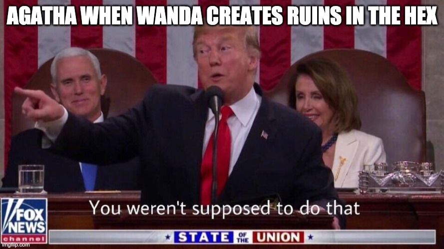 you were not supposed to do that | AGATHA WHEN WANDA CREATES RUINS IN THE HEX | image tagged in you were not supposed to do that | made w/ Imgflip meme maker