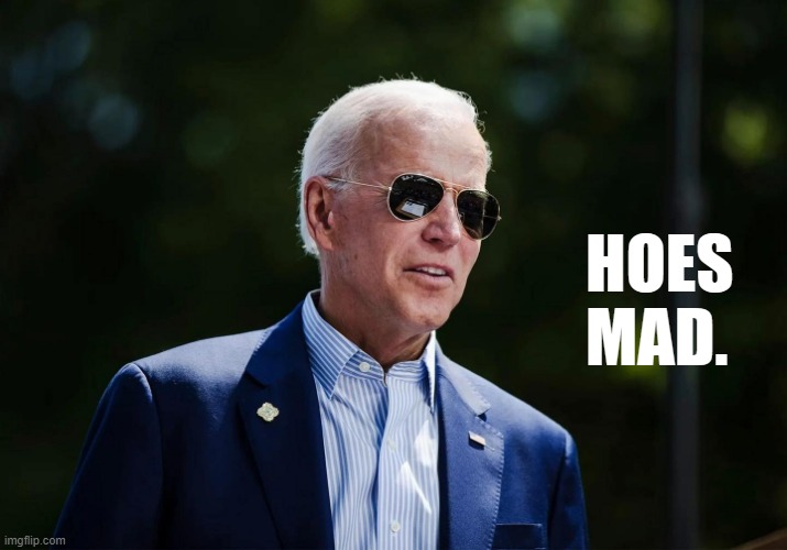 Joe Biden Hoes Mad | image tagged in joe biden hoes mad,hoes,mad,joe biden,biden,sunglasses | made w/ Imgflip meme maker