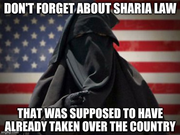 Ban Sharia Law ASAP | DON'T FORGET ABOUT SHARIA LAW THAT WAS SUPPOSED TO HAVE ALREADY TAKEN OVER THE COUNTRY | image tagged in ban sharia law asap | made w/ Imgflip meme maker