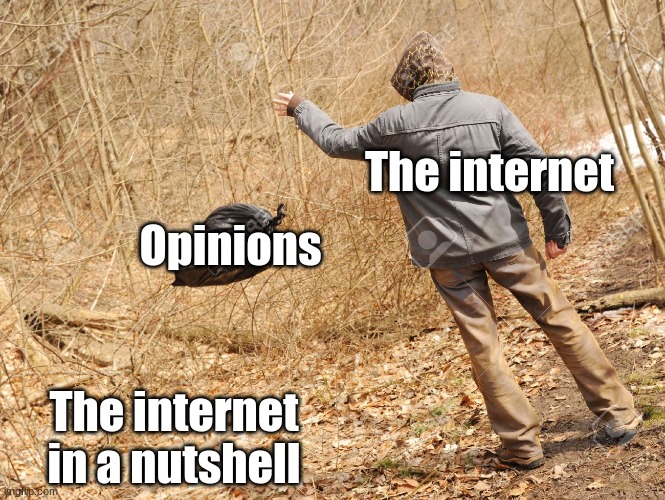 It do be like that | Opinions; The internet; The internet in a nutshell | image tagged in man throwing trash | made w/ Imgflip meme maker