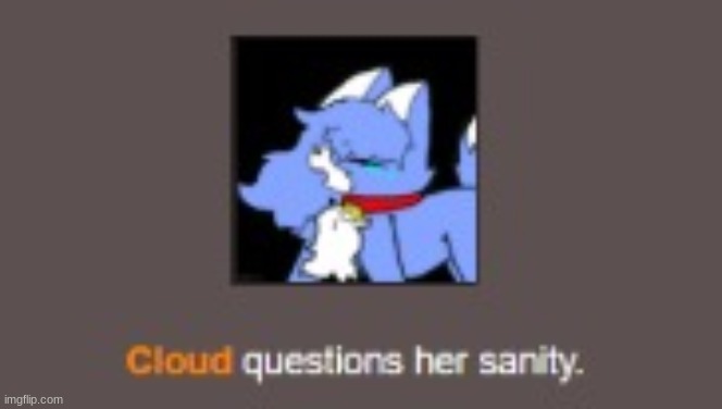 Cloud questions her sanity | image tagged in cloud questions her sanity | made w/ Imgflip meme maker