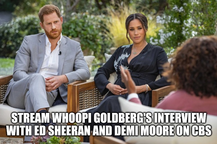 Fake News | STREAM WHOOPI GOLDBERG'S INTERVIEW WITH ED SHEERAN AND DEMI MOORE ON CBS | image tagged in fake news | made w/ Imgflip meme maker