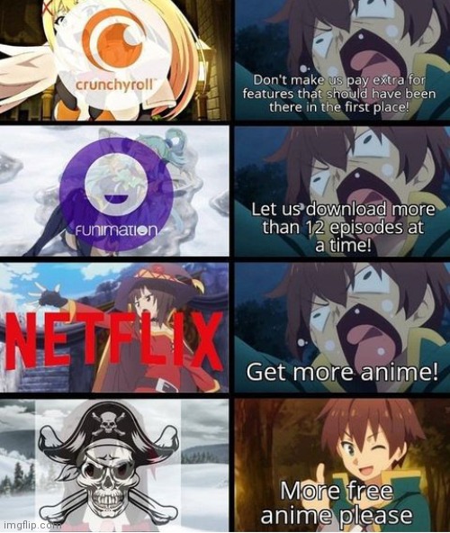 I prefer the bottom one | image tagged in konosuba,anime,anime meme | made w/ Imgflip meme maker