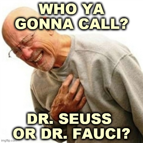 Grow up, finally. | WHO YA GONNA CALL? DR. SEUSS 
OR DR. FAUCI? | image tagged in memes,right in the childhood,republicans,children,idiots | made w/ Imgflip meme maker