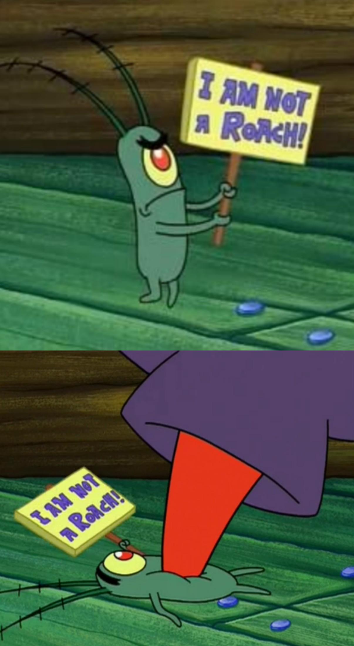 Plankton gets stepped on Blank Meme Template