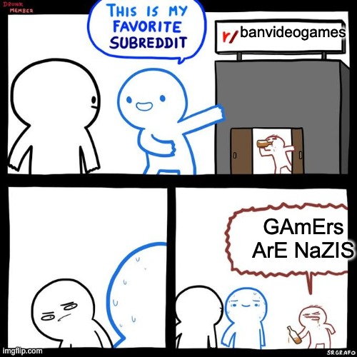 idiots | banvideogames; GAmErs ArE NaZIS | image tagged in this is my favorite subreddit,reddit | made w/ Imgflip meme maker