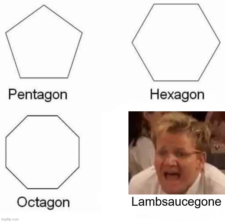 Pentagon Hexagon Octagon | Lambsaucegone | image tagged in memes,pentagon hexagon octagon,funny,chef gordon ramsay,lamb sauce,gordon ramsey | made w/ Imgflip meme maker