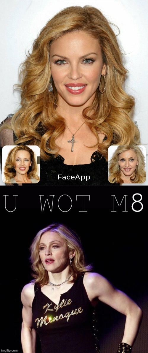 image tagged in madonna kylie faceapp,madonna u wot m8 | made w/ Imgflip meme maker