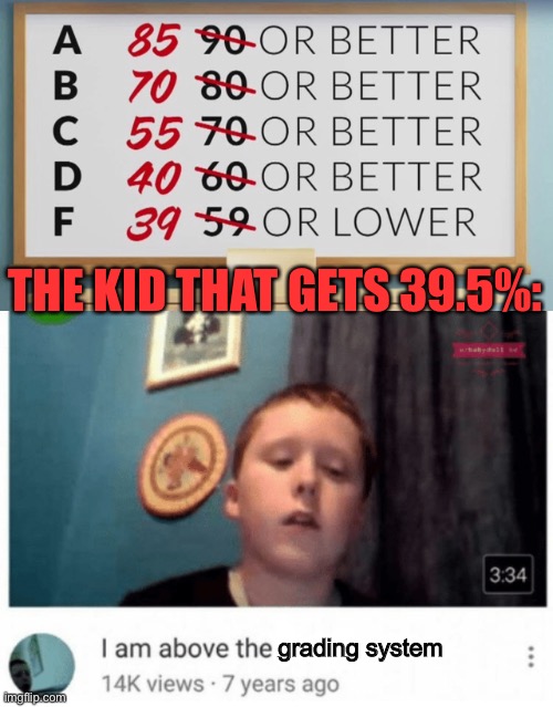 LOL | THE KID THAT GETS 39.5%:; grading system | image tagged in i am above the law,funny,grading,school,beat the system | made w/ Imgflip meme maker