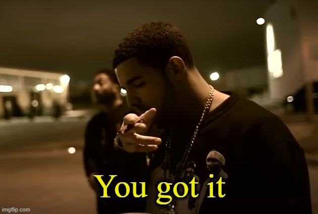 Drizzy got it | You got it | image tagged in drizzy got it | made w/ Imgflip meme maker