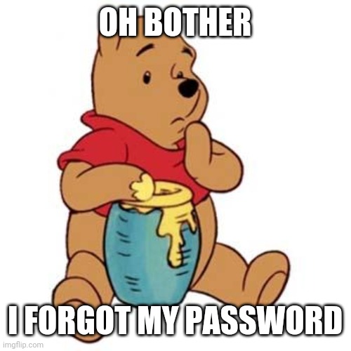 Winnie the Pooh Oh Bother | OH BOTHER I FORGOT MY PASSWORD | image tagged in winnie the pooh oh bother | made w/ Imgflip meme maker