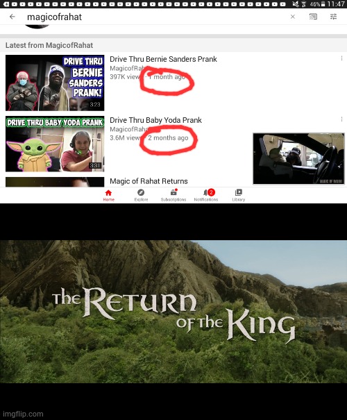 MagicOfRahat has returned after 2 years! | image tagged in return of the king | made w/ Imgflip meme maker