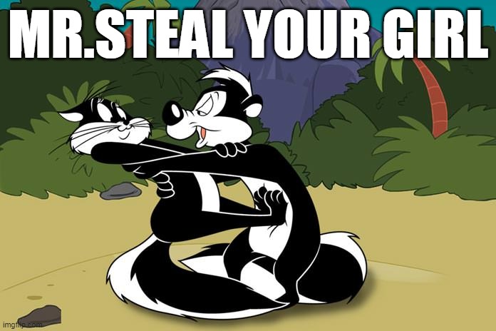 Pepe le pew | MR.STEAL YOUR GIRL | image tagged in pepe le pew,mr steal your girl,steal your girl | made w/ Imgflip meme maker
