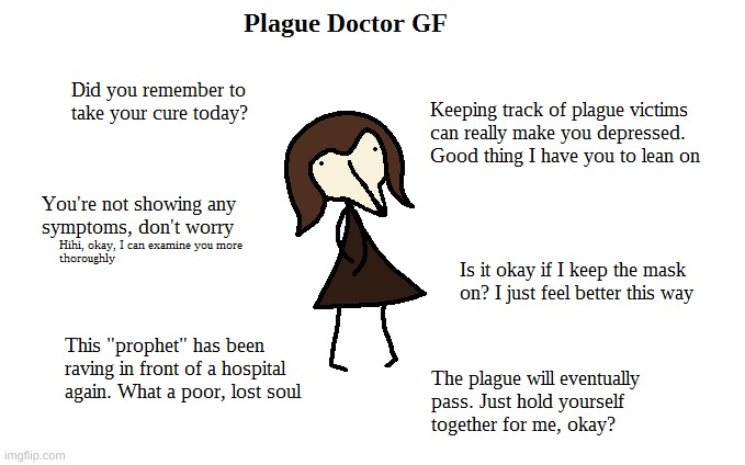 this one for da bois dat need a good gf | image tagged in plague doctor,girlfriend | made w/ Imgflip meme maker