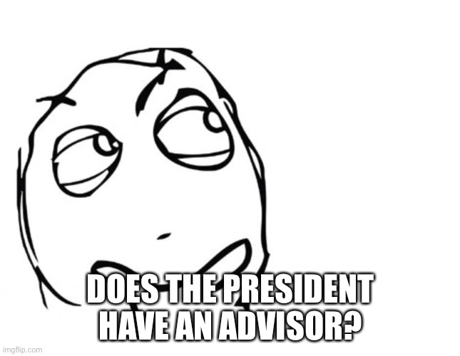 Do we? | DOES THE PRESIDENT HAVE AN ADVISOR? | image tagged in hmmm,idk,i wonder | made w/ Imgflip meme maker