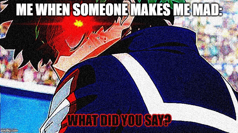 Deku what you say extreme | ME WHEN SOMEONE MAKES ME MAD: | image tagged in deku what you say extreme | made w/ Imgflip meme maker