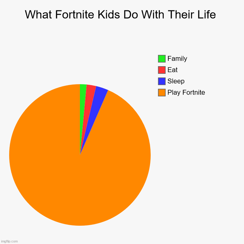 Do something but play Fornite please !!! | What Fortnite Kids Do With Their Life | Play Fortnite, Sleep, Eat, Family | image tagged in charts,pie charts | made w/ Imgflip chart maker